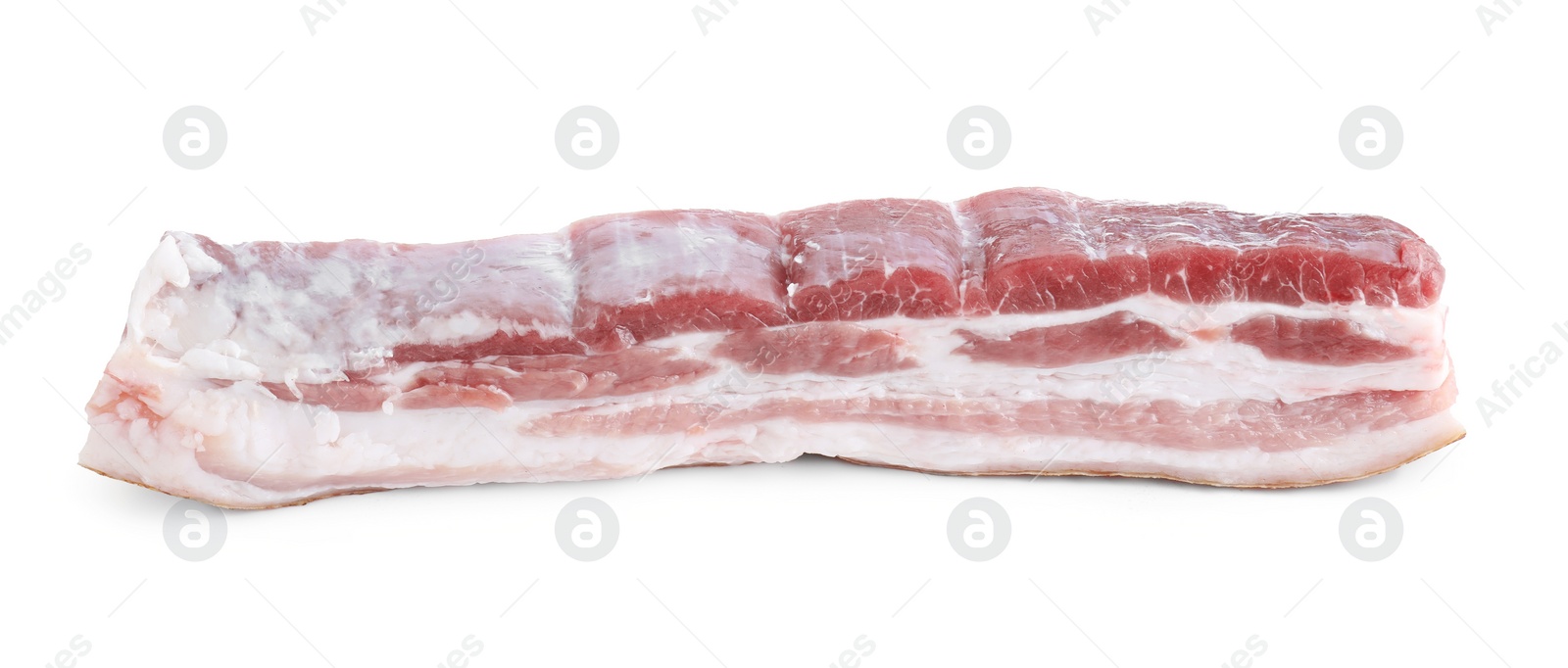 Photo of One piece of raw pork belly isolated on white