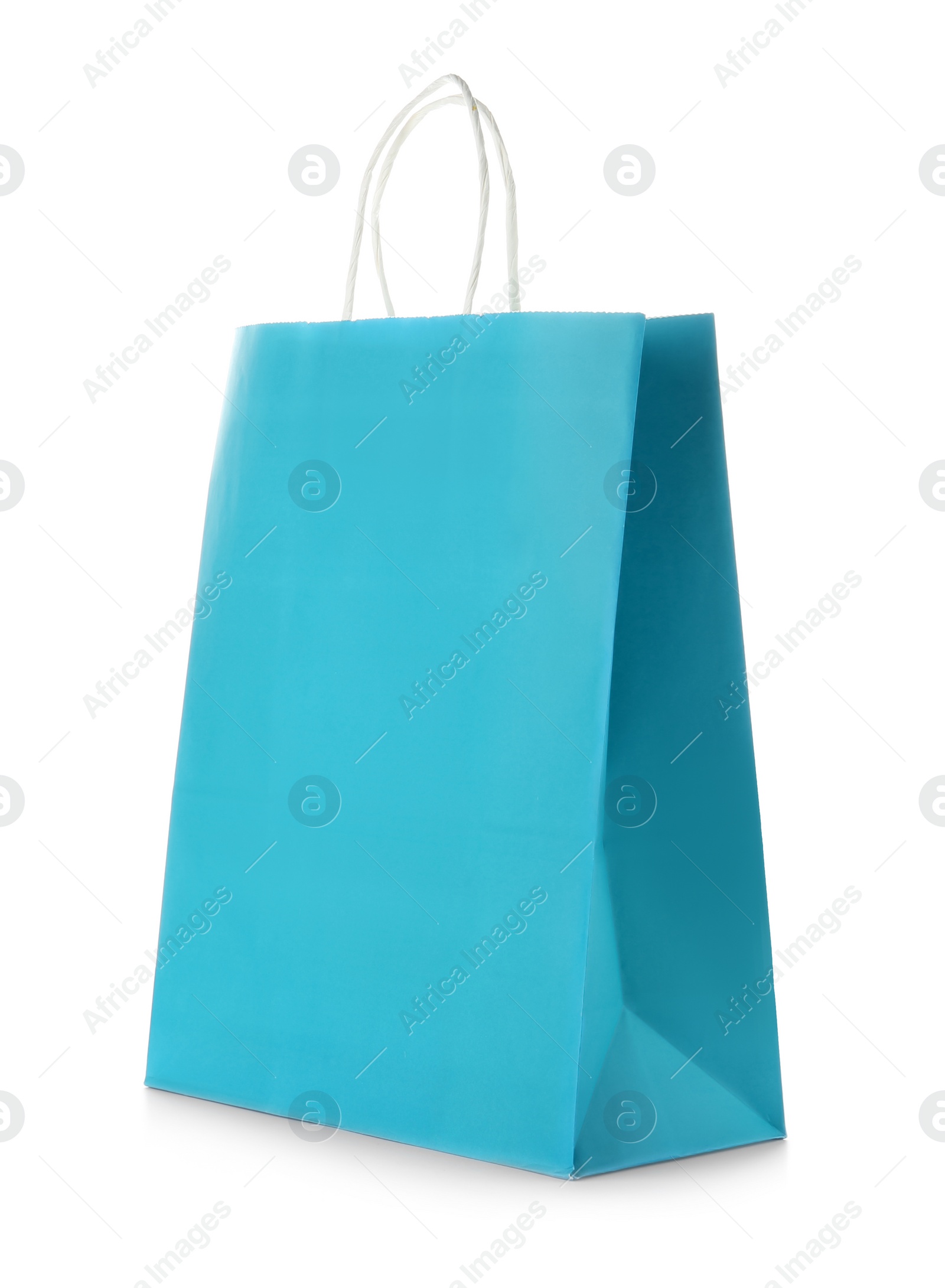 Photo of Mockup of paper shopping bag on white background