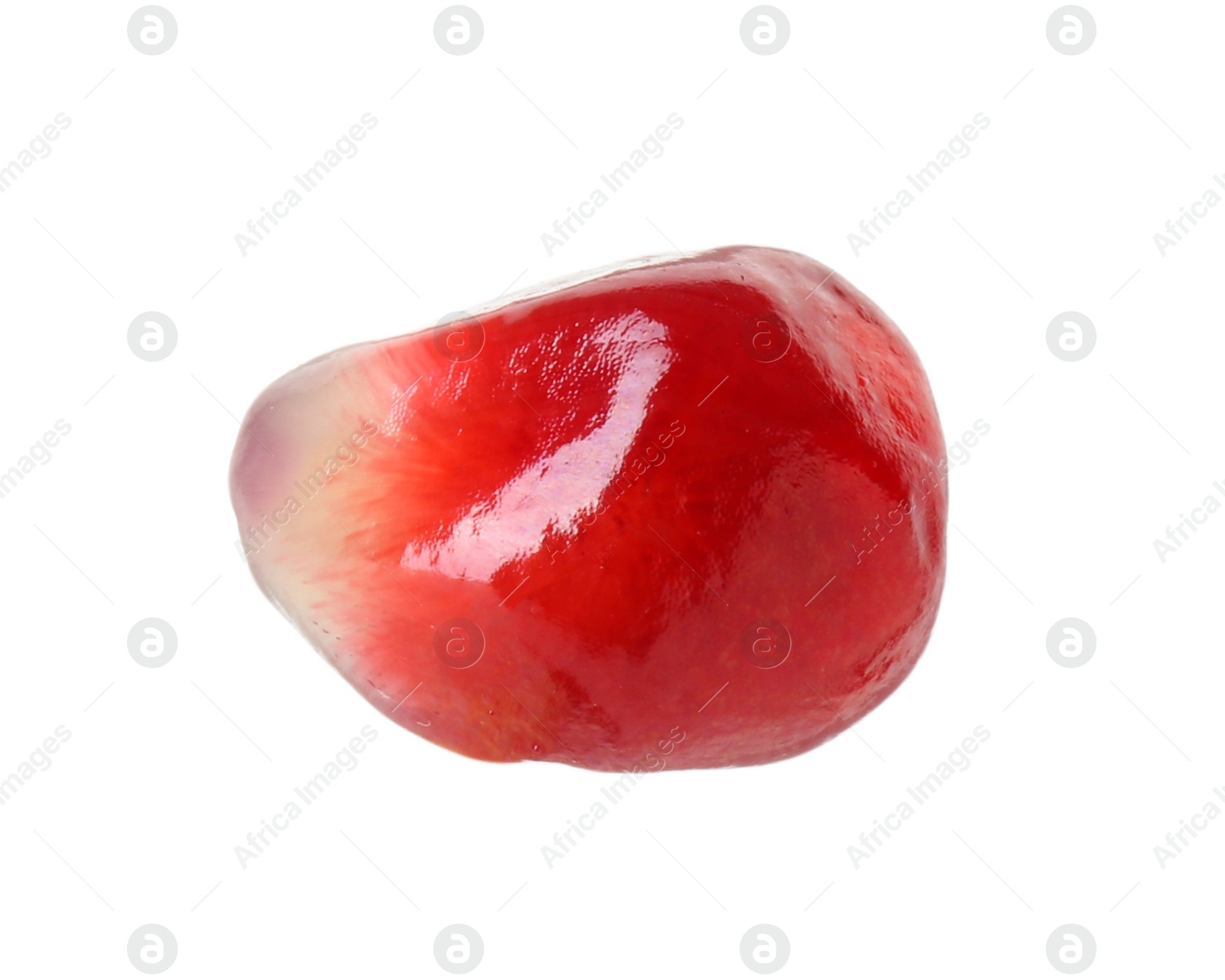 Photo of One ripe pomegranate grain isolated on white