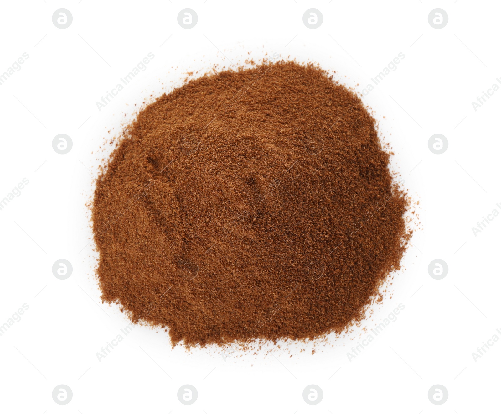 Photo of Pile of chicory powder on white background, top view