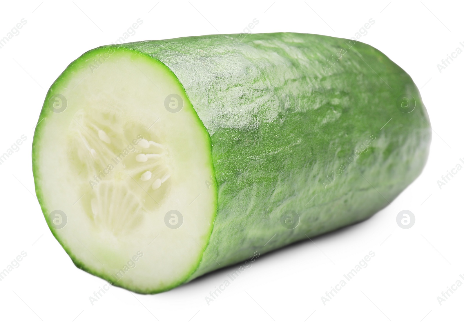 Photo of Half of long cucumber isolated on white