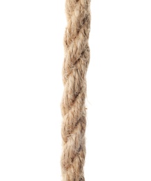 Photo of Hemp rope on white background. Organic material