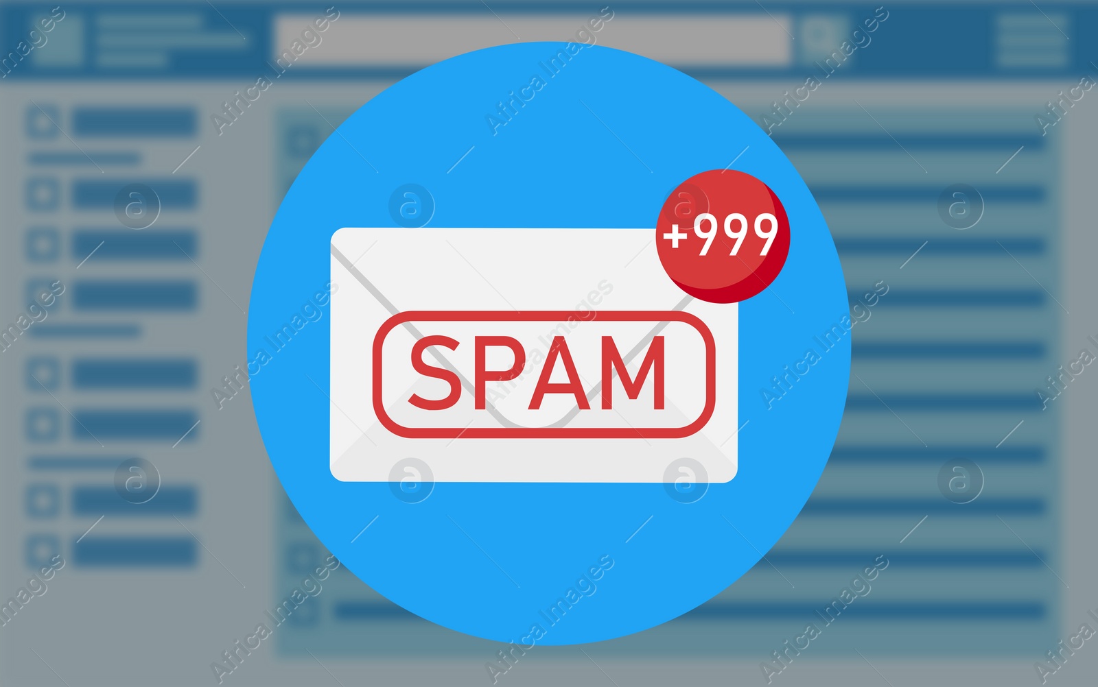 Illustration of  email app interface with spam warning message