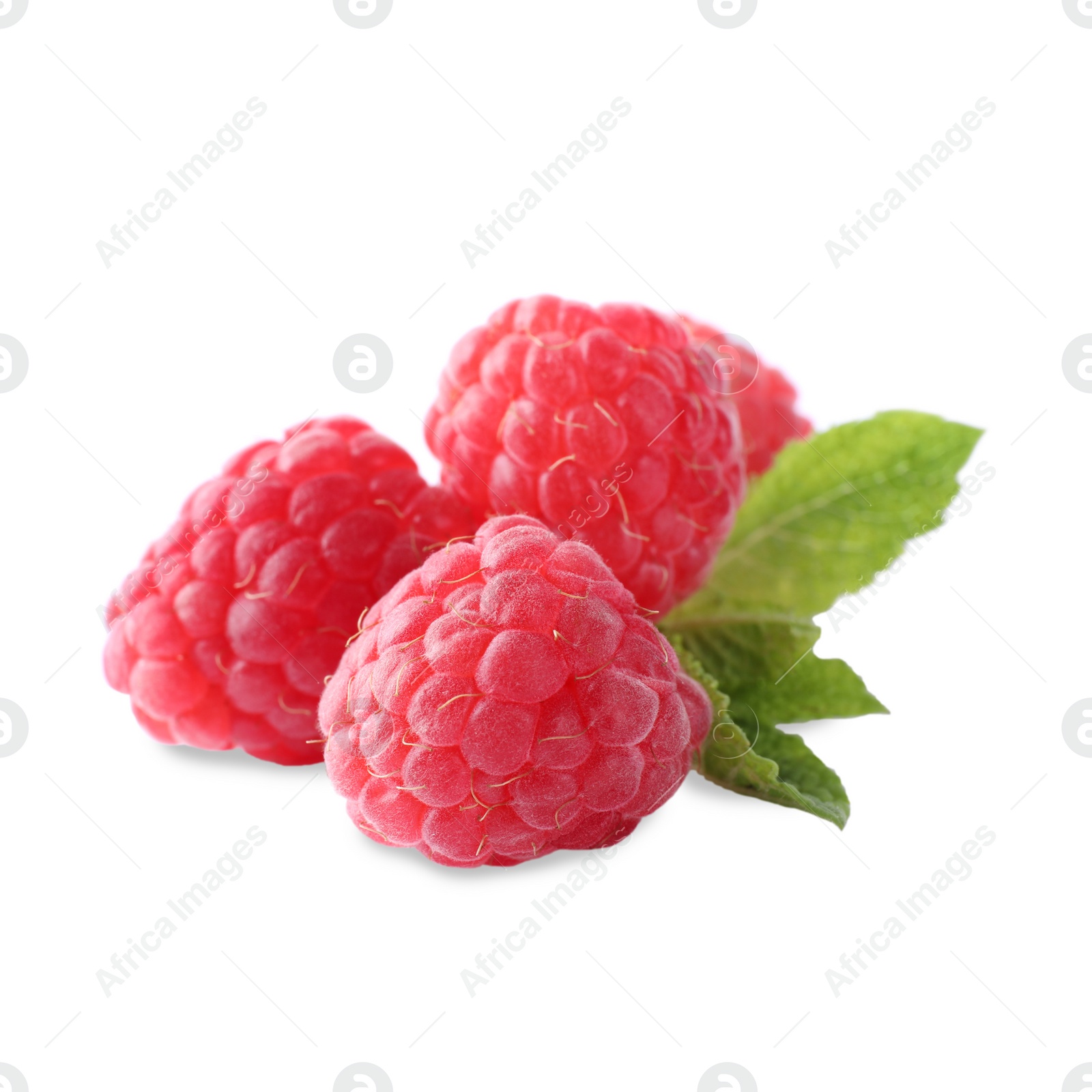 Photo of Delicious sweet ripe raspberries isolated on white