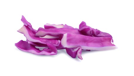 Photo of Shredded fresh red cabbage isolated on white
