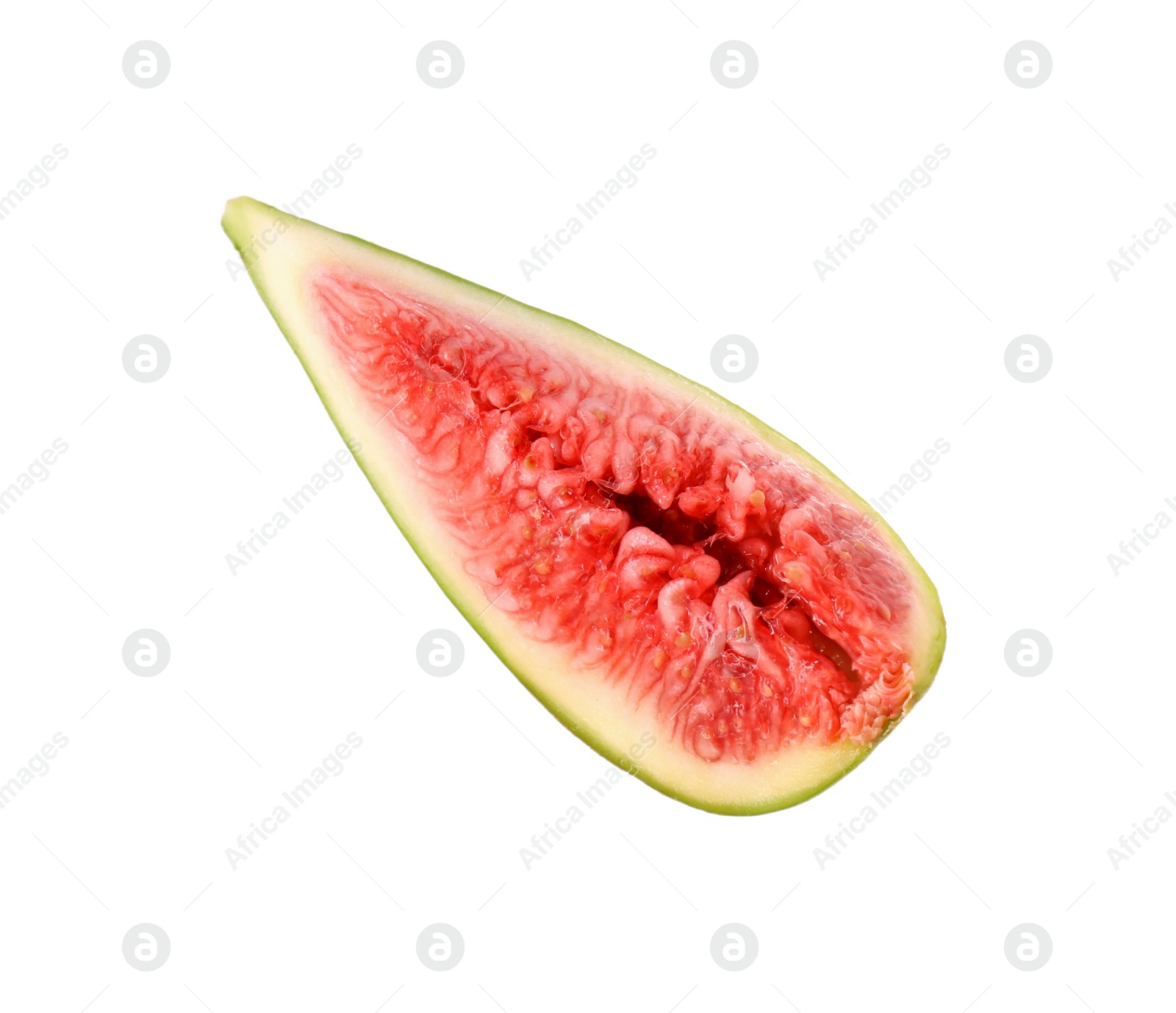 Slice of fresh green fig isolated on white Photo of Slice of fresh green fig isolated on white