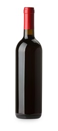 Photo of Bottle of expensive red wine isolated on white