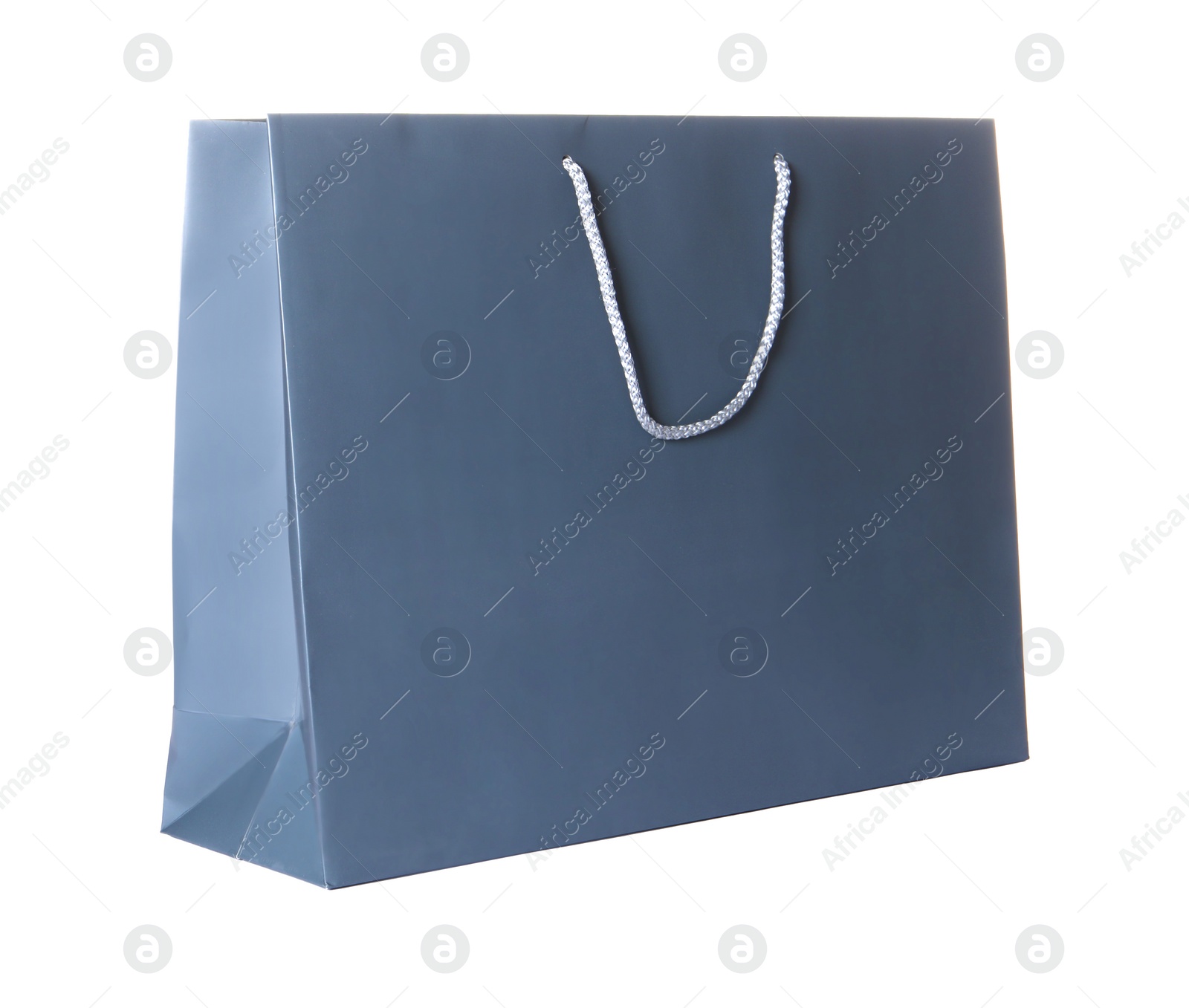 Photo of One grey shopping bag isolated on white