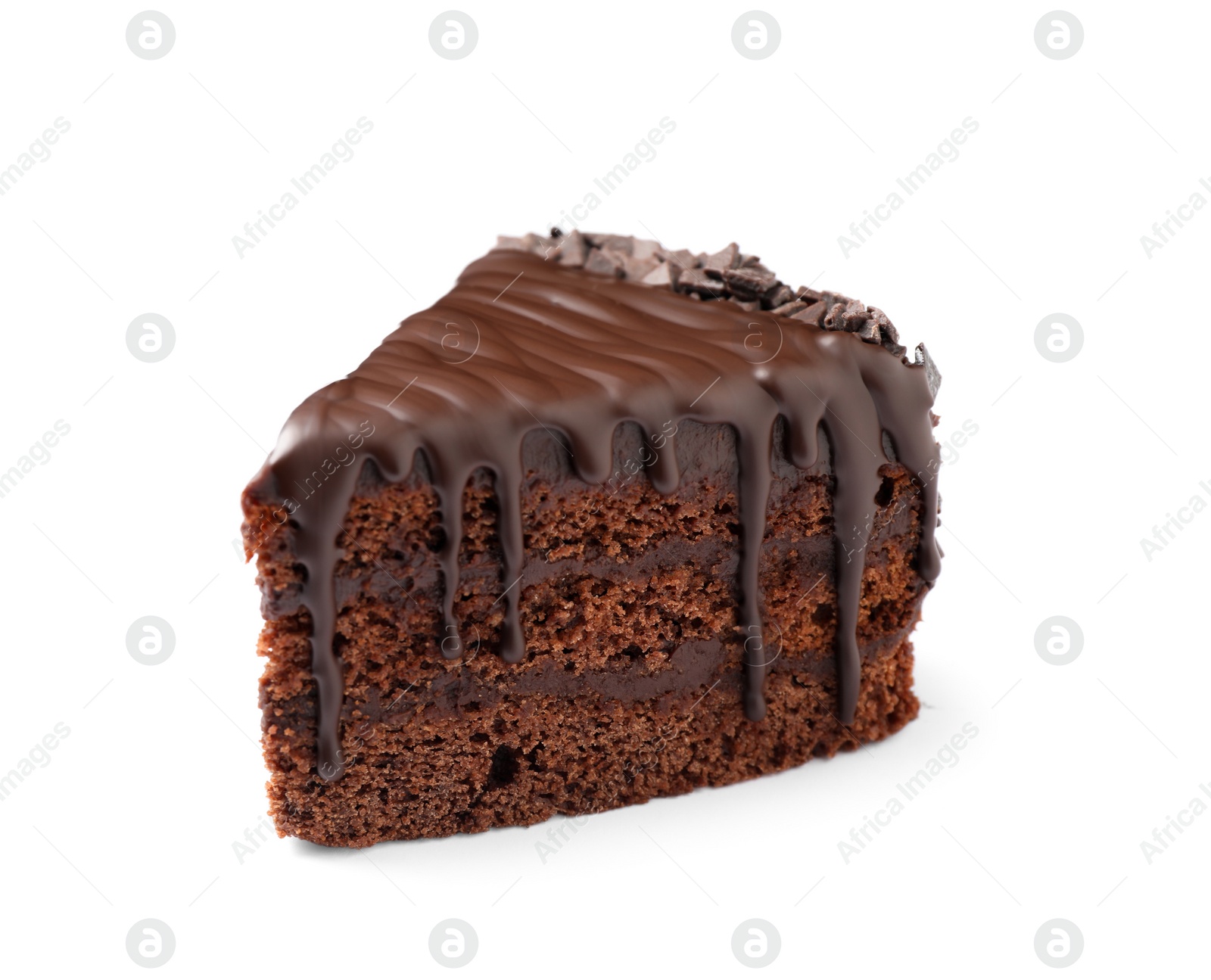 Photo of Piece of delicious chocolate cake isolated on white