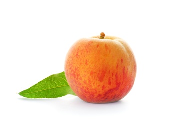 Photo of Fresh sweet peach on white background