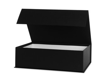 Open black shoe box isolated on white