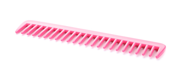 New pink hair comb isolated on white