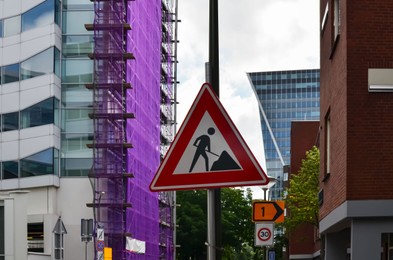 Photo of Traffic sign Road Works on city street