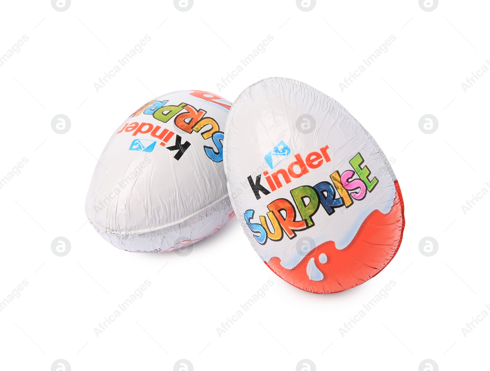 Photo of Slynchev Bryag, Bulgaria - May 23, 2023: Kinder Surprise Eggs on white background