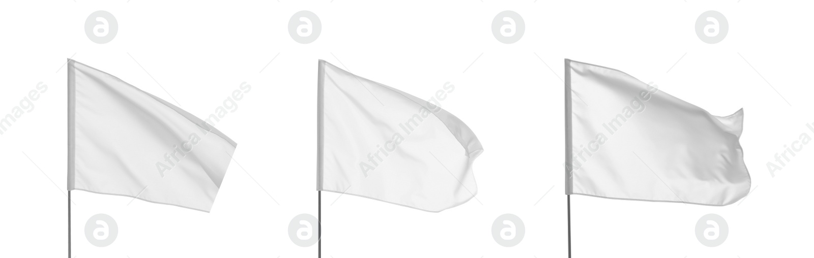 Image of Set with blank flags on white background. Banner design