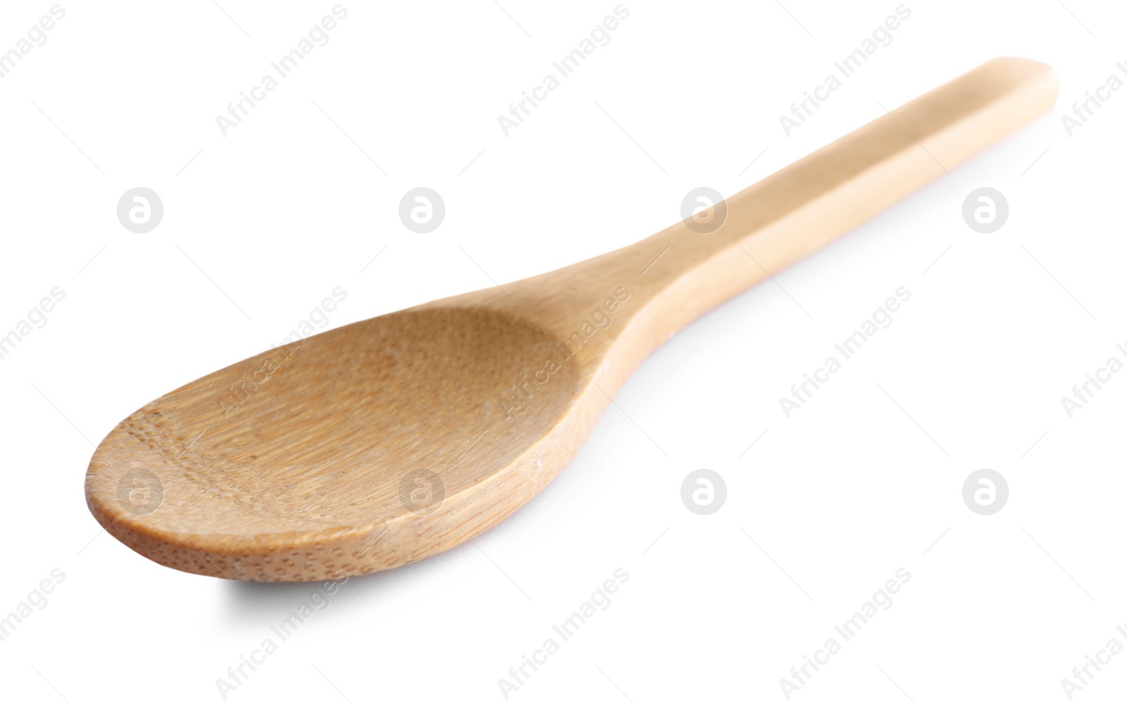 Photo of One new wooden spoon on white background