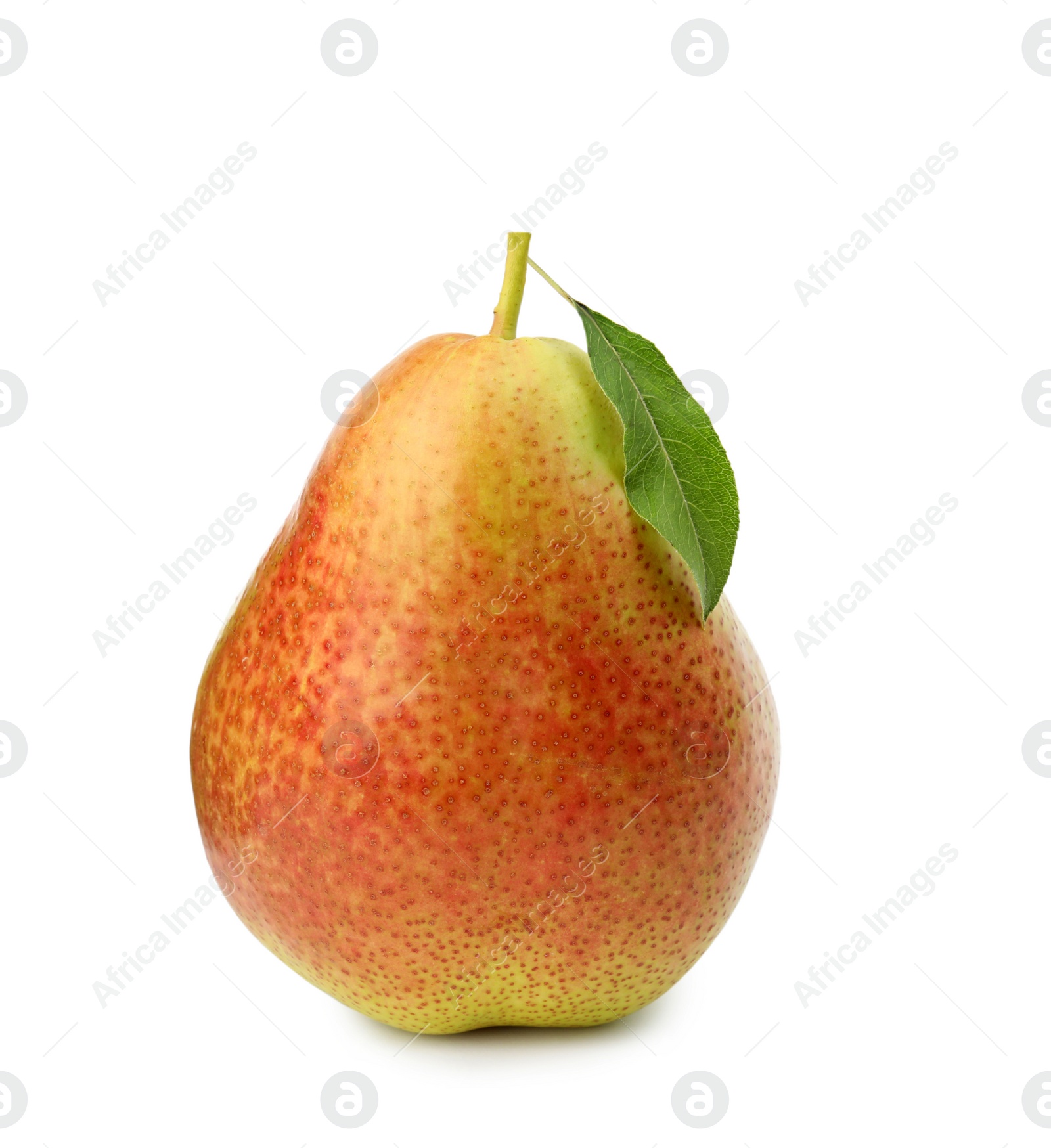 Photo of Ripe fresh juicy pear isolated on white