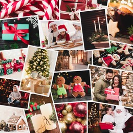 Image of Christmas themed collage. Collectionfestive photos