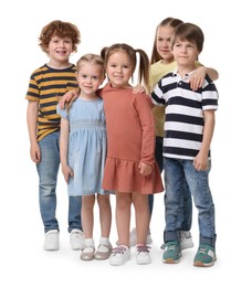 Full length portrait with group of cute children on white background