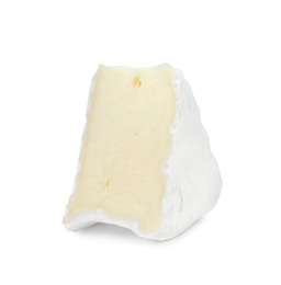 Piece of tasty brie cheese isolated on white