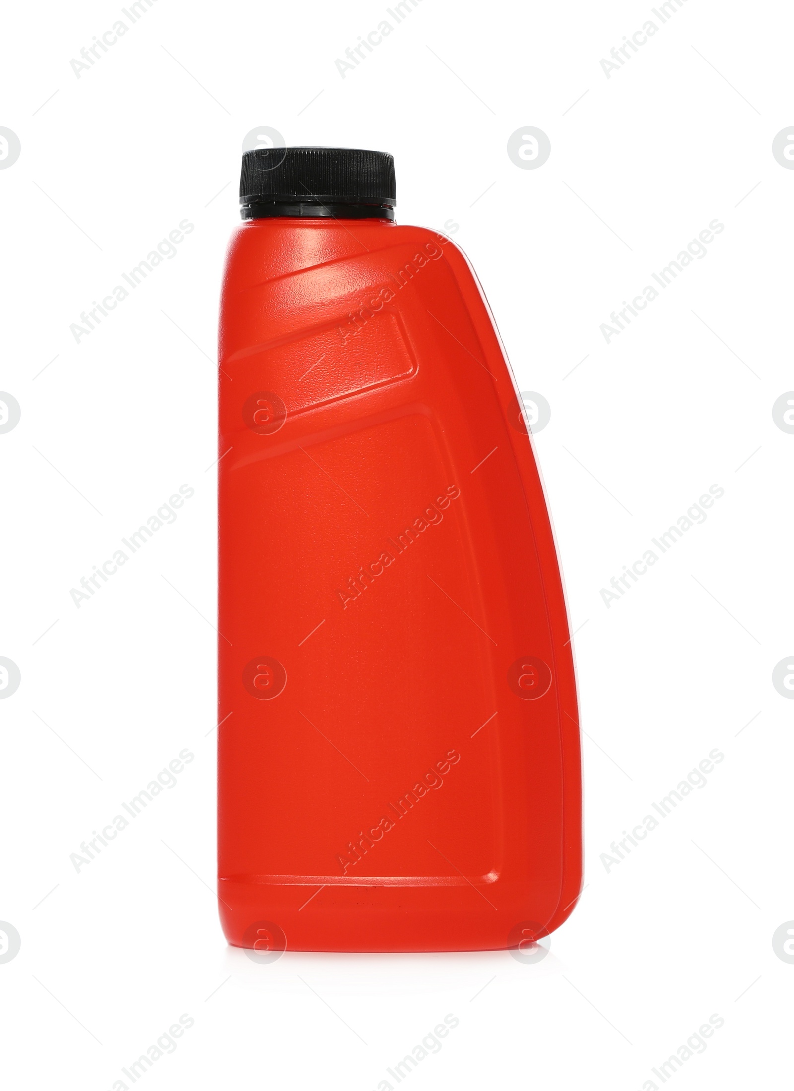 Photo of Antifreeze in plastic bottle isolated on white