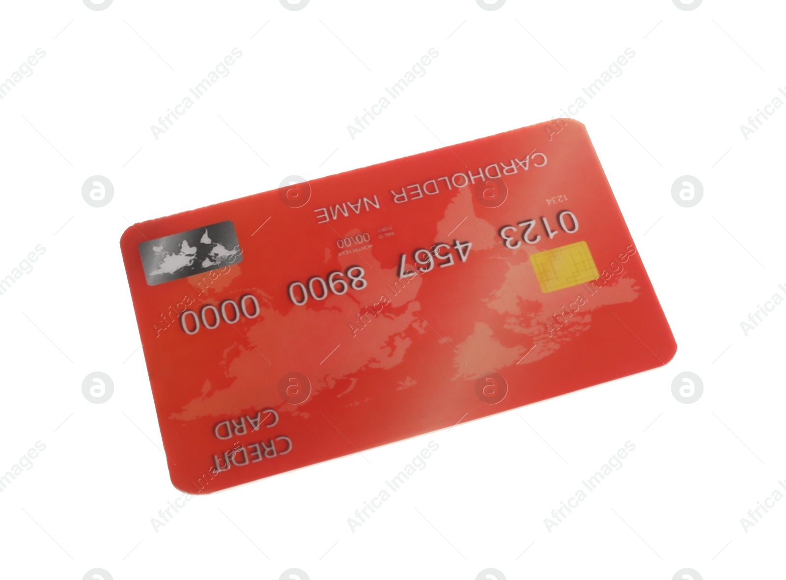 Photo of Red plastic credit card isolated on white