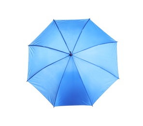 Photo of Beautiful open umbrella on white background