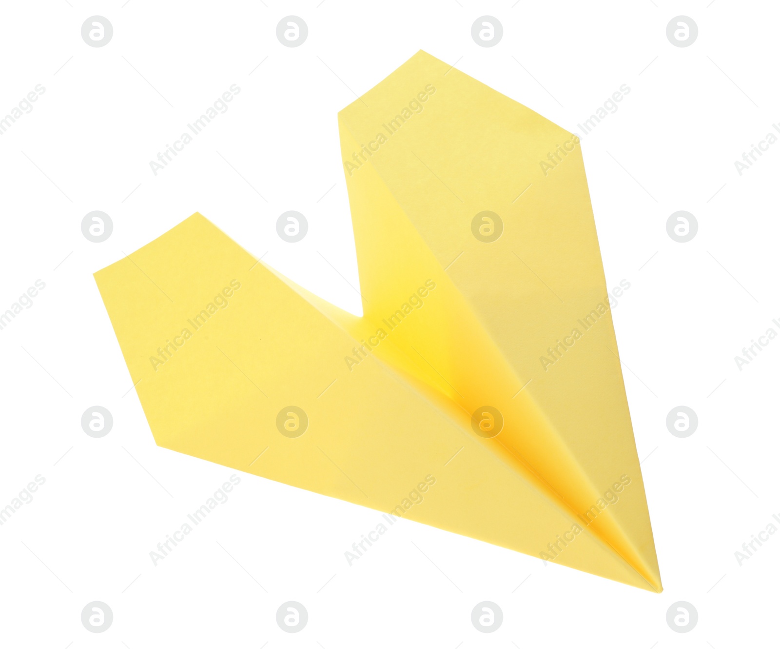 Photo of Handmade yellow paper plane isolated on white