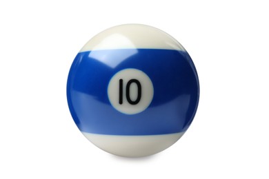 Photo of Billiard ball with number 10 isolated on white