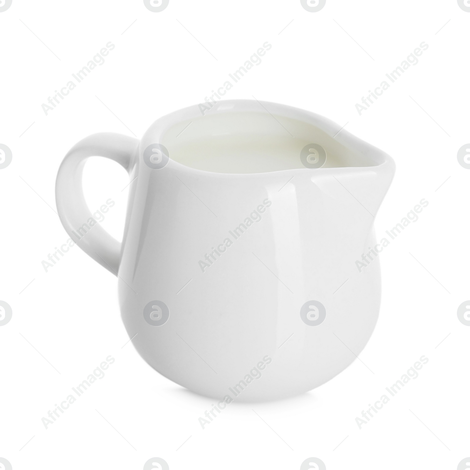 Photo of Jug of fresh milk isolated on white