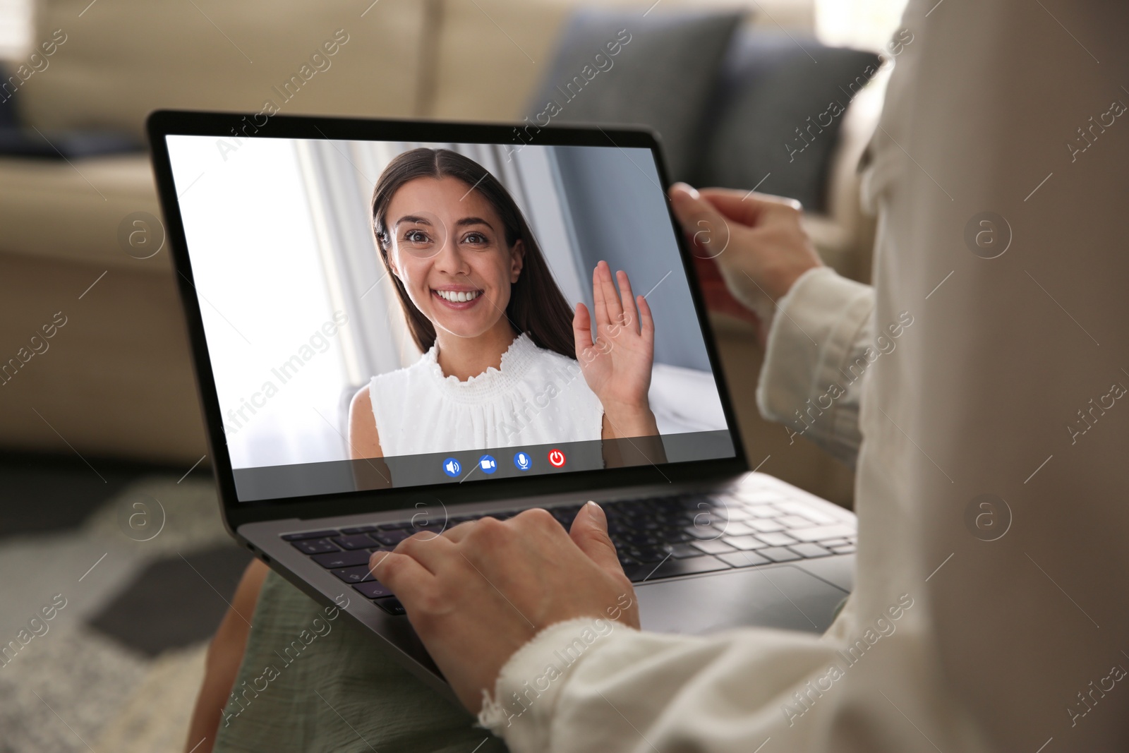 Image of Woman using laptop for online studying, closeup. Webinar concept