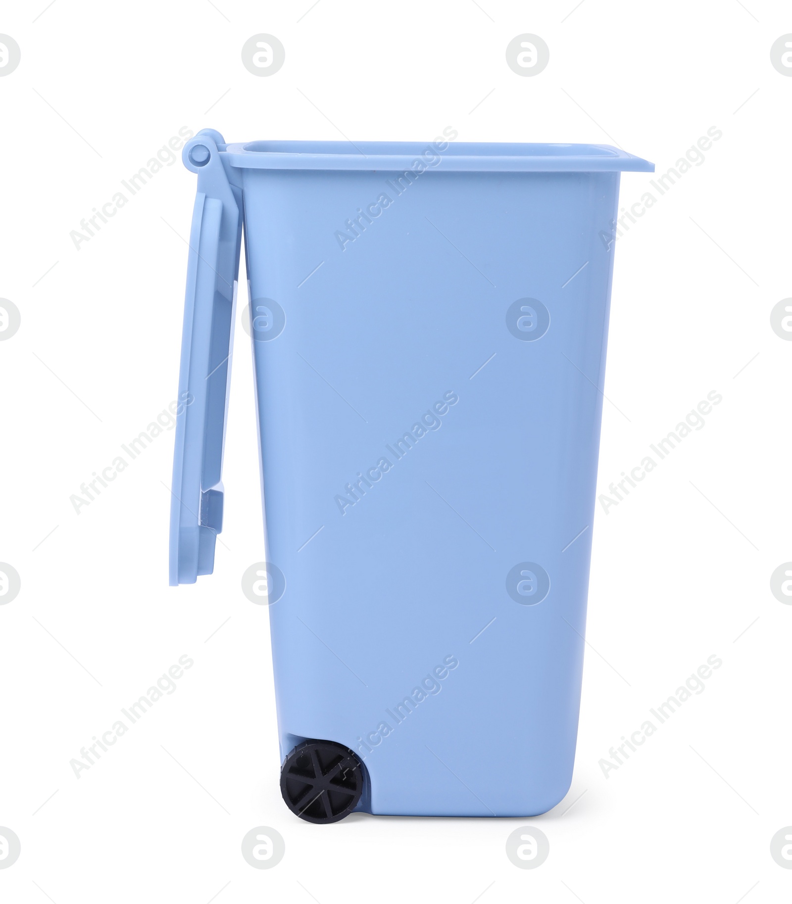 Photo of Recycling bin for batteries isolated on white