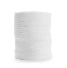 Photo of Stack of cotton pads isolated on white