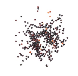 Raw black quinoa seeds on white background