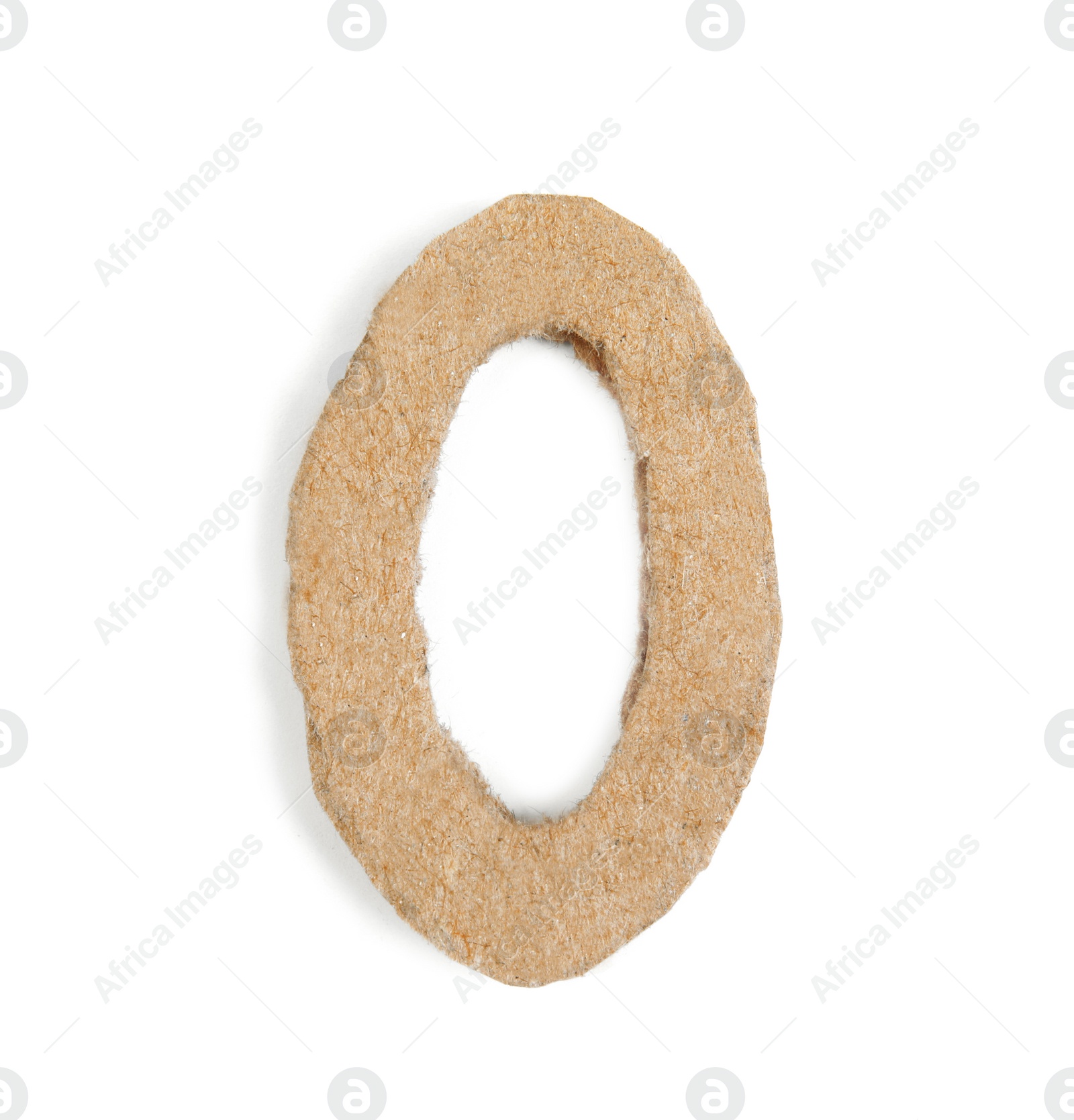 Photo of Number 0 made of cardboard isolated on white