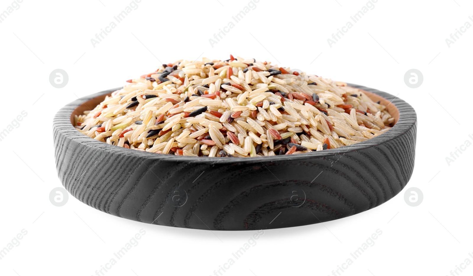 Photo of Mix of different brown rice isolated on white