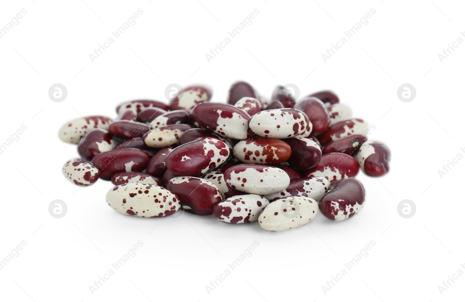 Photo of Pile of dry kidney beans on white background