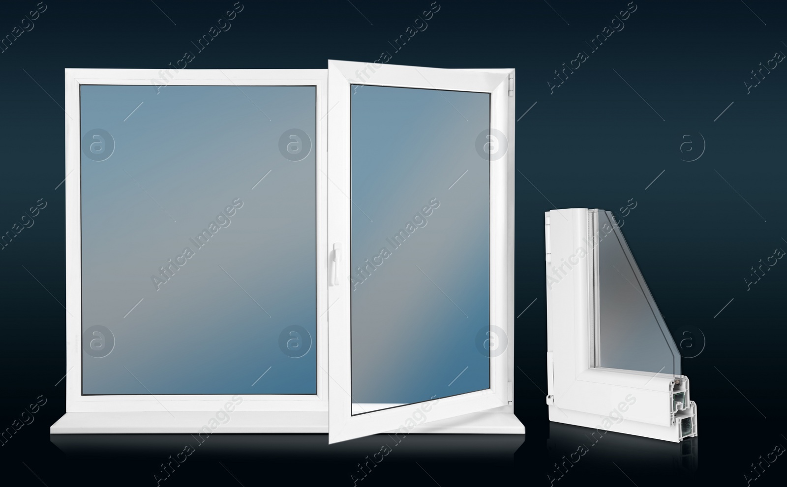 Image of Window and sample of profile on dark background