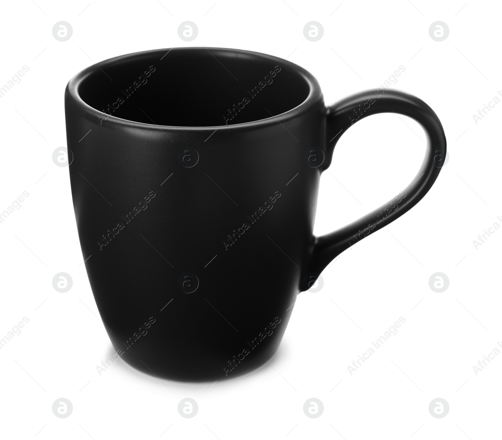 Photo of Empty black ceramic cup isolated on white