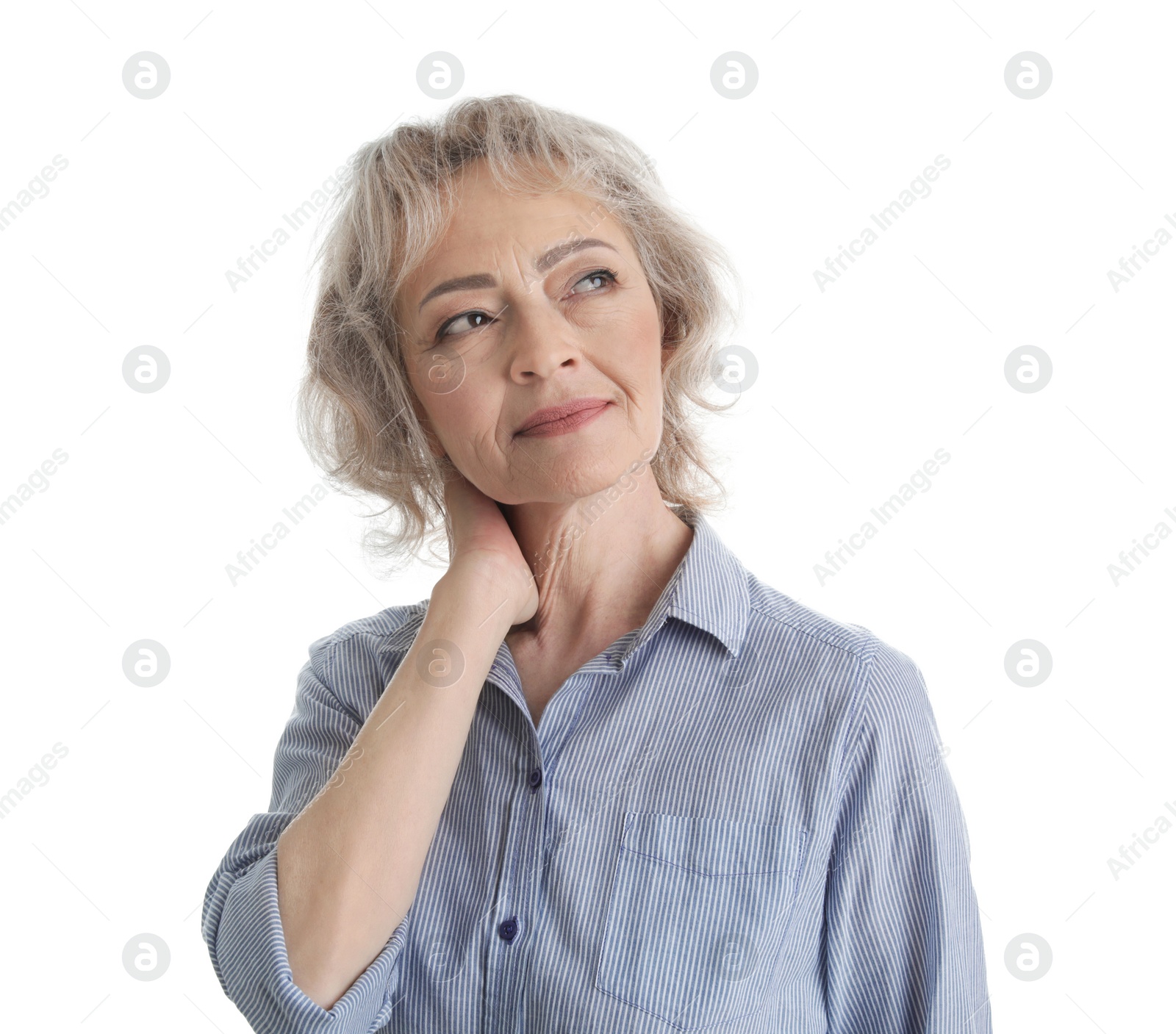 Photo of Portrait of mature woman isolated on white