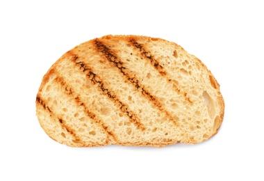 Photo of Toasted bread on white background, top view