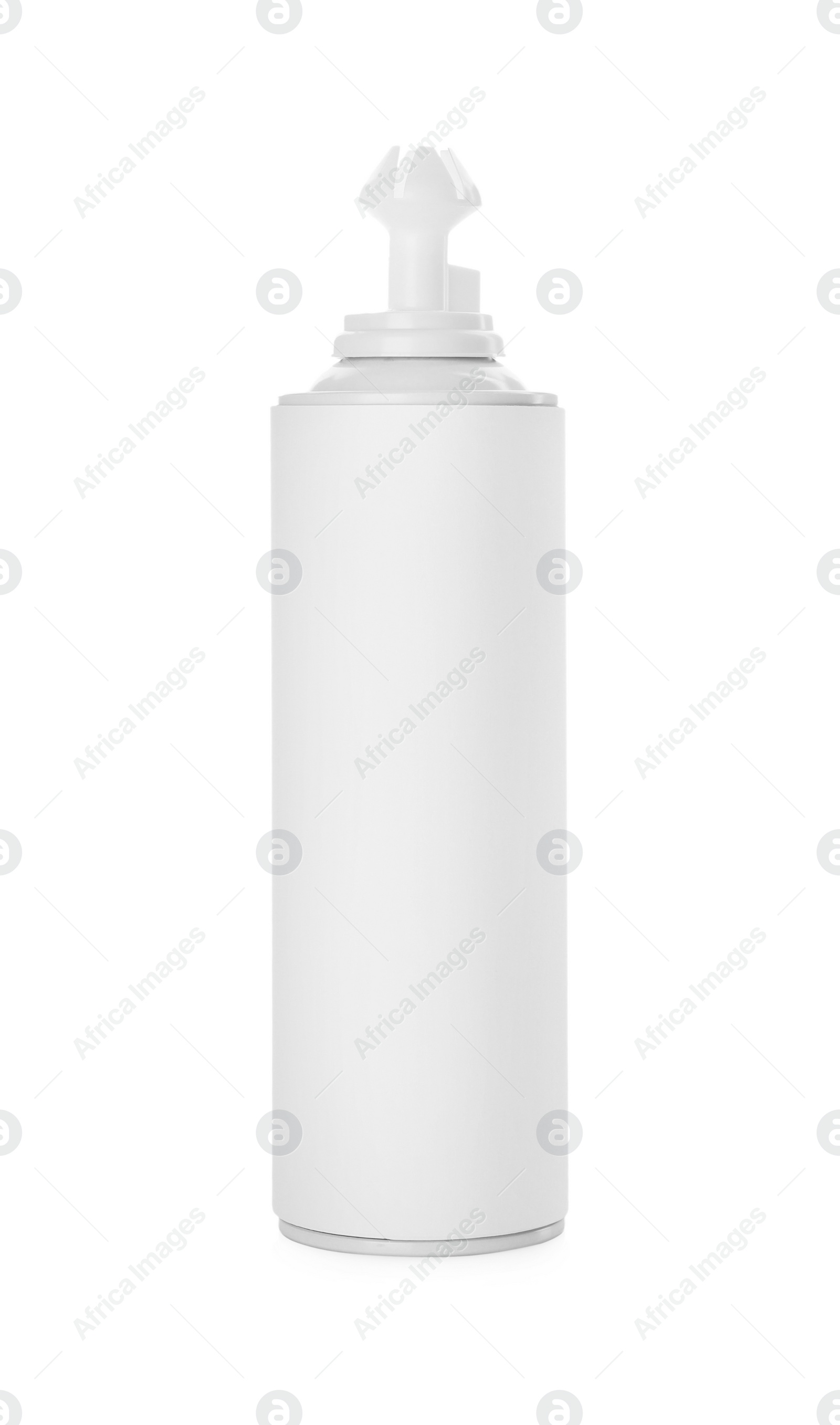Photo of Whipped cream in can isolated on white