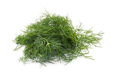 Photo of Pile of fresh green dill isolated on white