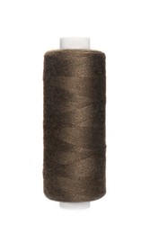 Spool of dark grey sewing thread isolated on white
