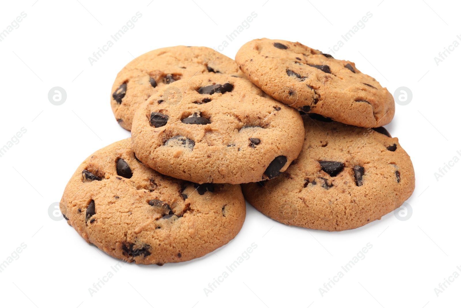 Photo of Delicious chocolate chip cookies isolated on white