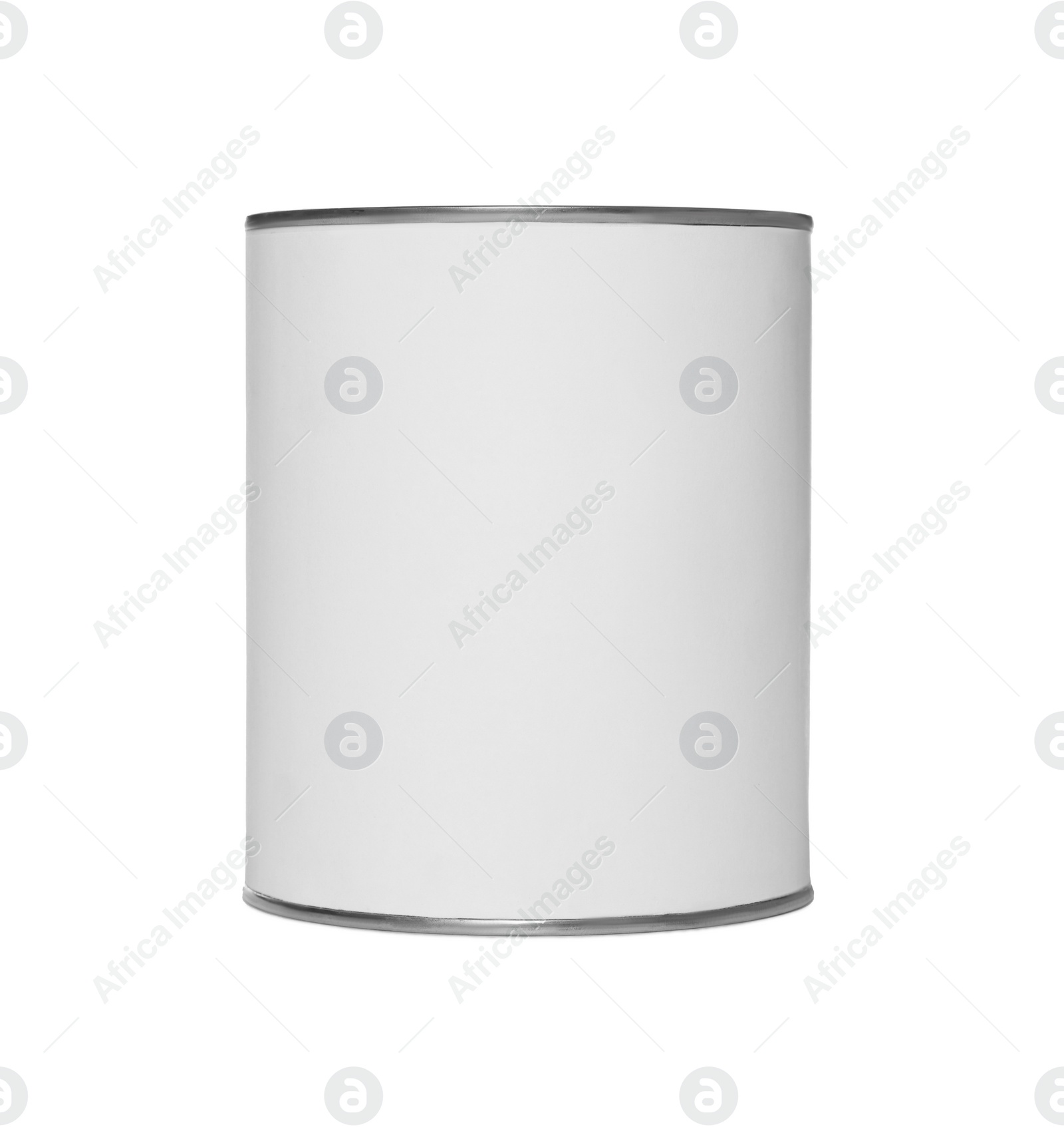 Photo of Metal can with paint on white background