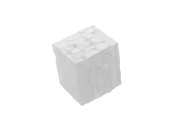 Photo of One small styrofoam cube isolated on white