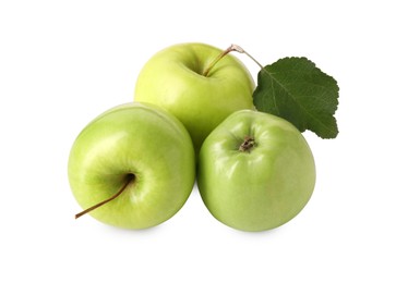 Fresh ripe green apples isolated on white