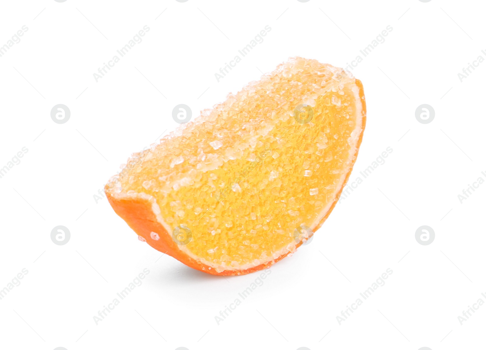 Photo of Tasty orange jelly candy isolated on white
