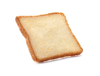 Slice of toast bread on white background